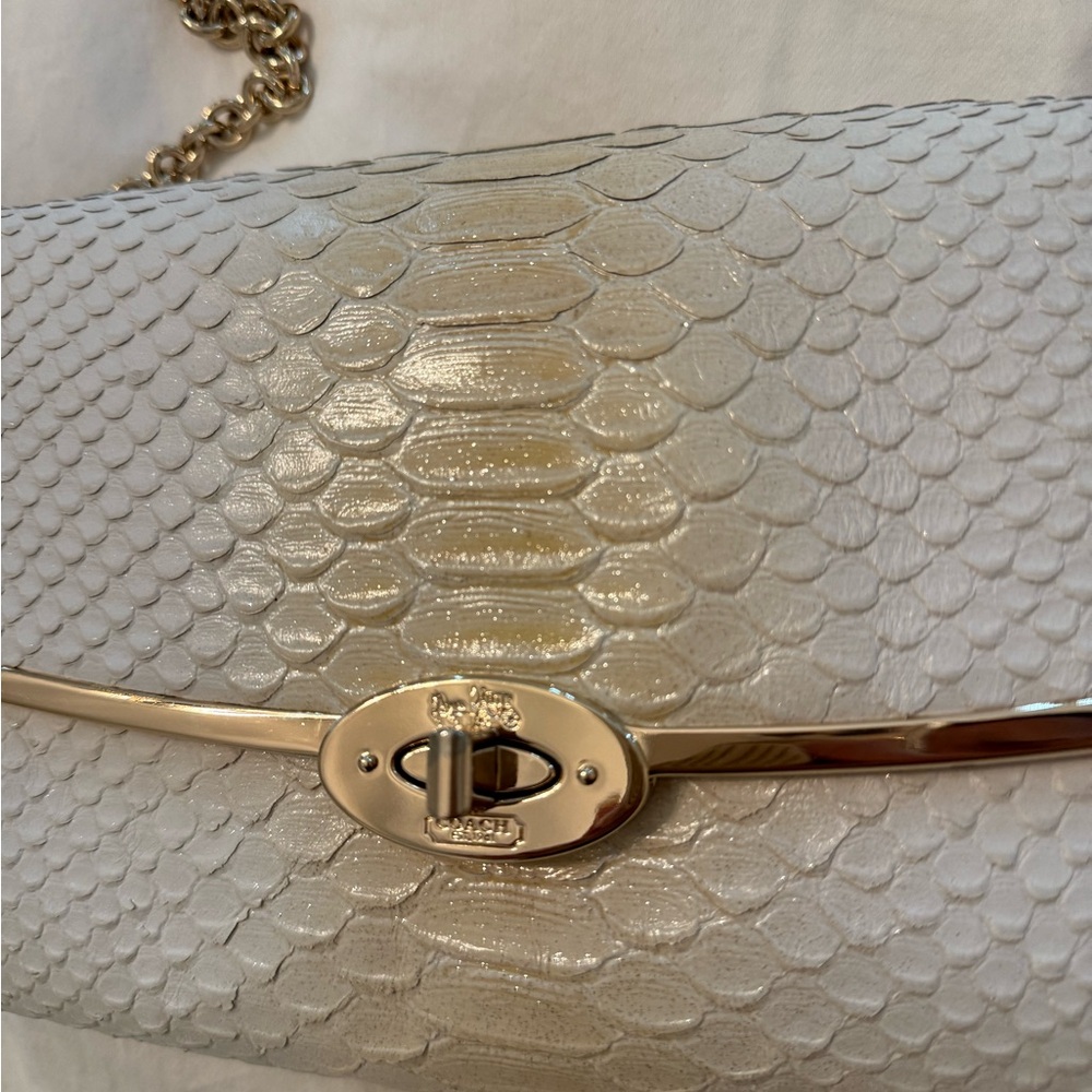 Coach Cream Python Textured Shoulder Bag with Gol… - image 10